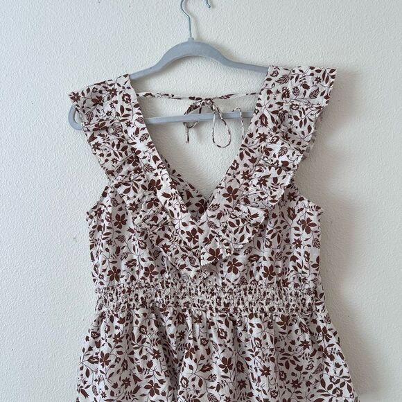 Old Navy Flutter-Sleeve Floral V-Neck Tie-Back Top L - Picture 3 of 7